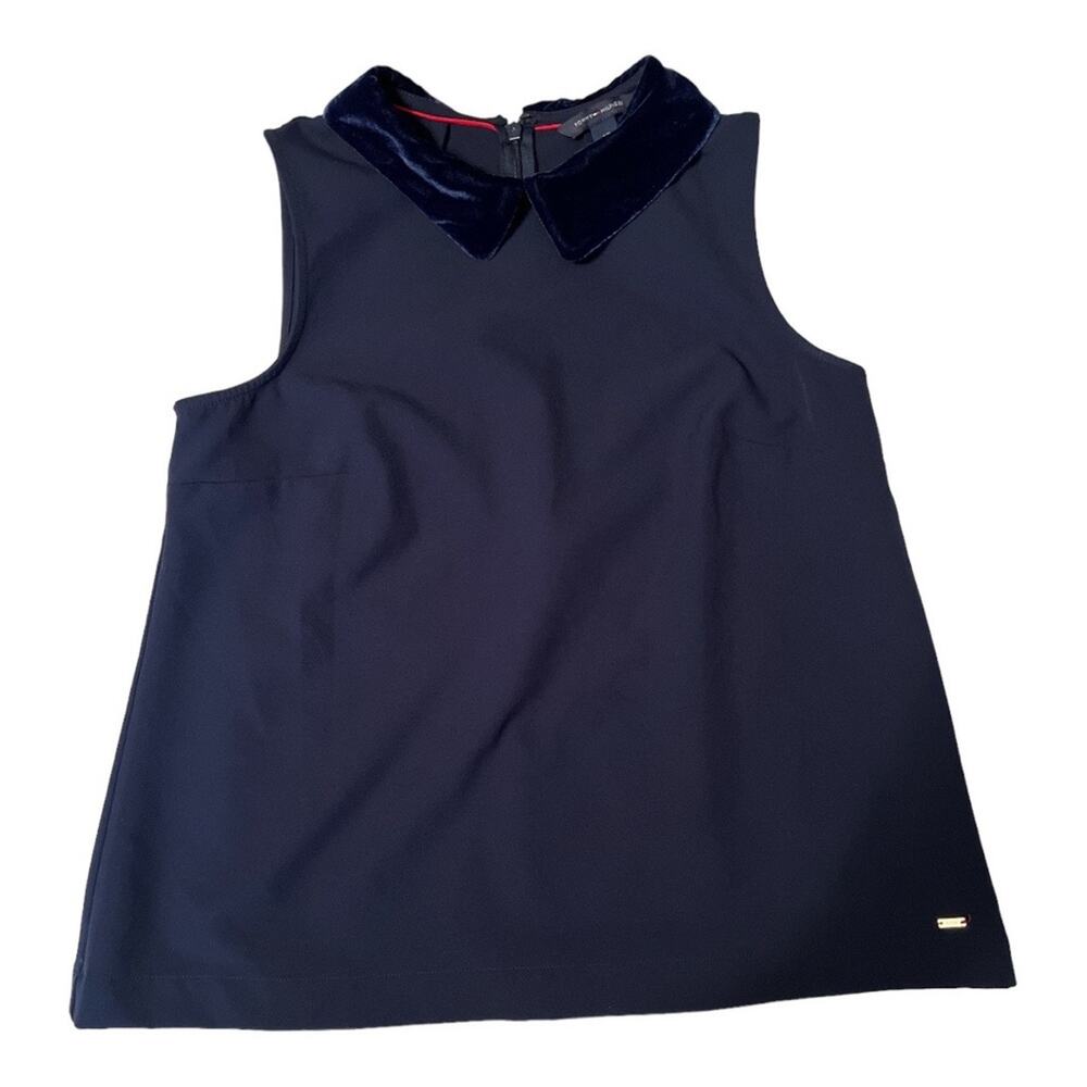 Tommy Hilfiger Womens VELVET COLLAR SLEEVELESS TOP‎ Size Small